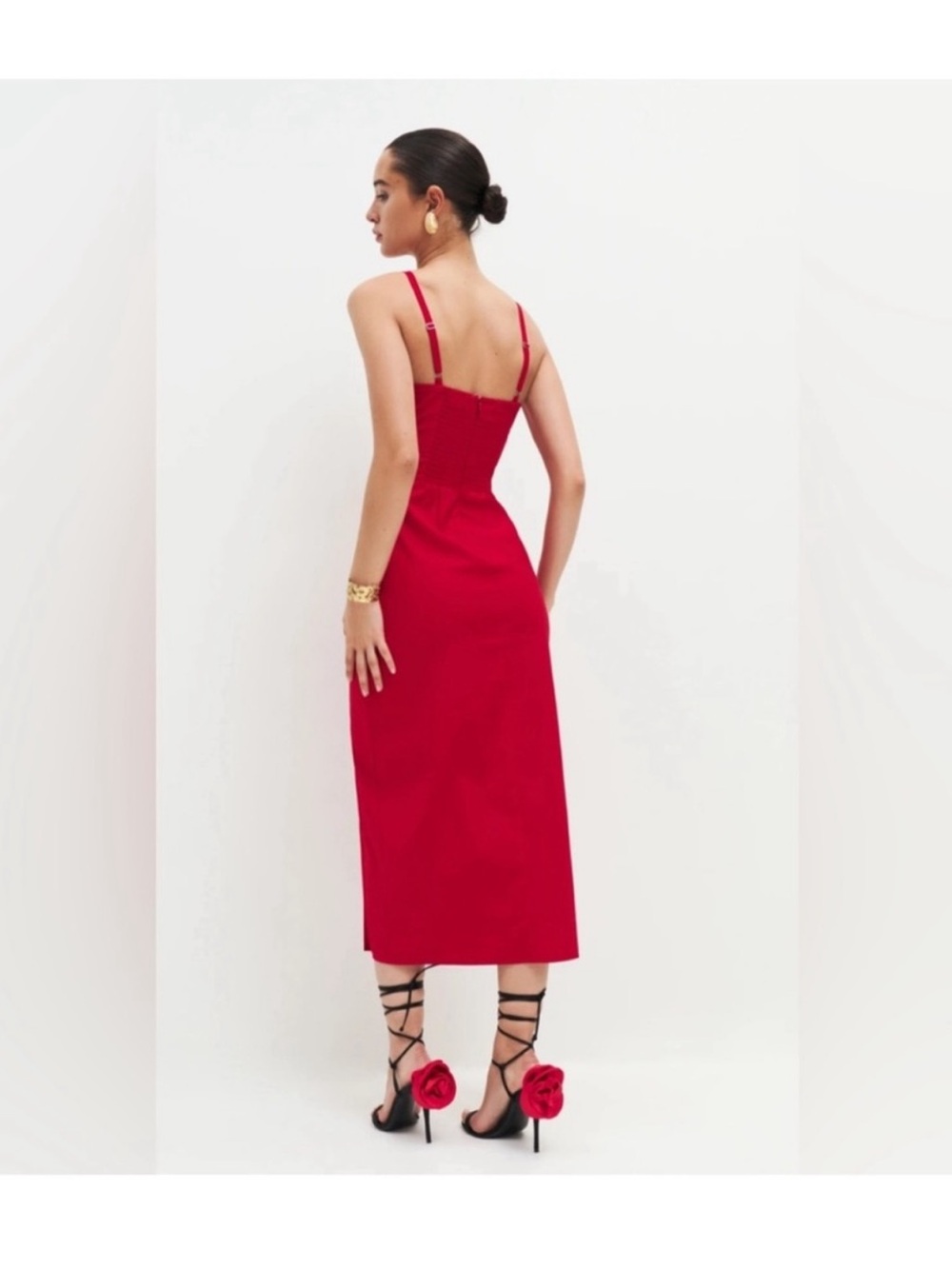 Reformation Alfred Midi Dress in Cherry Size 2 - Picture 3 of 5